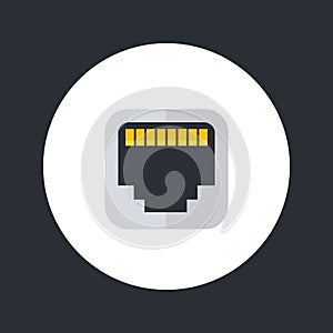 Ethernet port icon, flat style