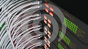 Ethernet rackmount switches and ethernet cables, data center concept