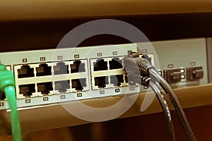 Ethernet rj 45 cable and network switch used to connect to the Internet