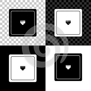 Ethernet socket sign. Network port - cable socket icon isolated on black, white and transparent background. LAN port