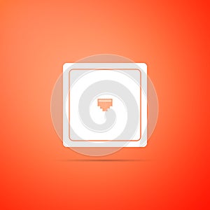 Ethernet socket sign. Network port - cable socket icon isolated on orange background. LAN port icon. Local area