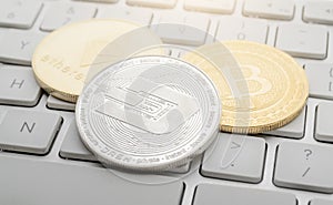 Etherum, Bitcoin, Dash on the keyboard