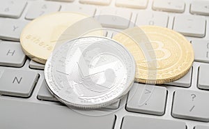 Etherum, Bitcoin, Monero on the keyboard