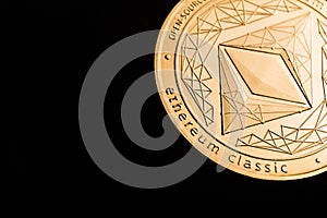 Etherum classic, isolated on a black background