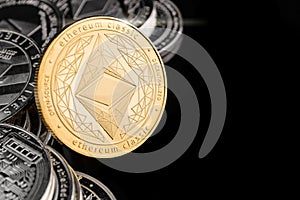 Etherum classic, isolated on a black background