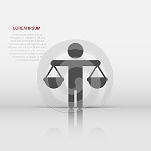 Ethic balance icon in flat style. Honesty vector illustration on isolated background. Decision business concept