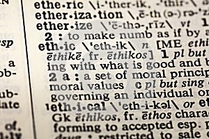 Ethic ethics ethical moral definition dictionary photo