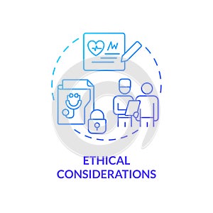 Ethical considerations blue gradient concept icon photo