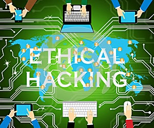 Ethical Hacking Data Breach Tracking 2d Illustration