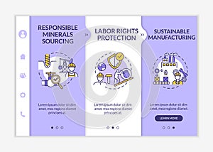 Ethical industrial production onboarding vector template