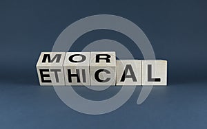 Ethical or moral. Business and ethical - moral concept