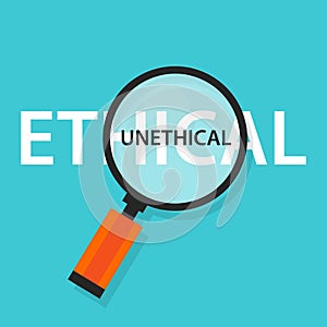 Ethical unethical concept comparison for moral behavior