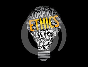 Ethics - branch of philosophy that involves systematizing and recommending concepts of right and wrong behavior,  light bulb word