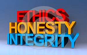 ethics honesty integrity on blue