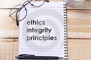 Ethics Integrity Principles, Business Words Quotes Concept