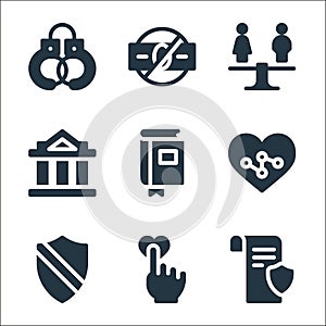 ethics line icons. linear set. quality vector line set such as principle, love, trust, integrity, knowledge, courthouse,