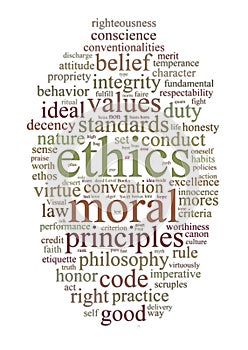 Ethics and principles word cloud