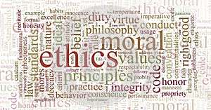 Ethics and principles word cloud