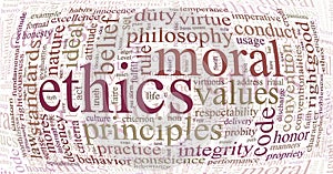 Ethics and principles word cloud
