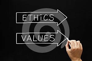 Ethics and Values Arrows Concept