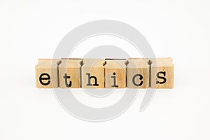 Ethics wording isolate on white background