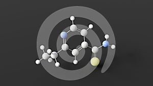 ethionamide molecule, molecular structure, antituberculosis agents, ball and stick 3d model, structural chemical formula with