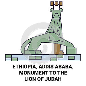 Ethiopia, Addis Ababa, Monument To The Lion Of Judah travel landmark vector illustration