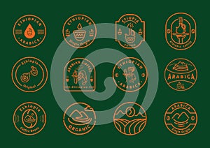 Ethiopia coffee line badge design