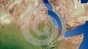 Ethiopia Eritrea Sudan yemen aden gulf map 3D rendering