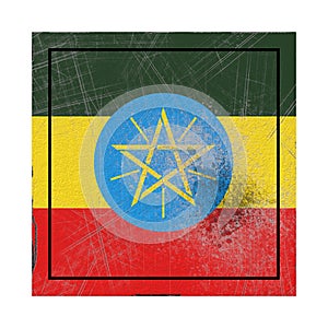 Ethiopia flag in concrete square