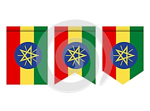 Ethiopia flag or pennant isolated on white background. Pennant flag icon