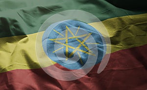 Ethiopia Flag Rumpled Close Up