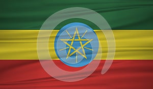 Ethiopia flag vector. Vector flag of Ethiopia blowig in the wind.