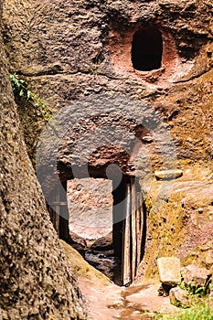 Ethiopia, Lalibela. Moniolitic rock cut church