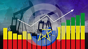 Ethiopia oil industry concept. Economic crisis, increased prices, fuel default. Oil wells, stock market, exchange economy and