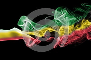 Ethiopia Rasta national smoke flag photo