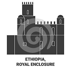 Ethiopia, Royal Enclosure travel landmark vector illustration