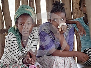 Ethiopian children in the north of the country hidden in a hut, Ethiopia