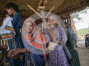 Ethiopian children in the north of the country hidden in a hut, Ethiopia