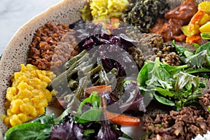 Ethiopian food, combination platter