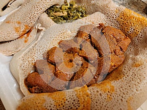 Ethiopian food delicious and spicy gored gored raw beef