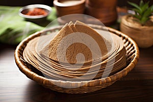 ethiopian injera in a woven basket