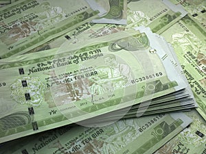 Ethiopian money. Ethiopian birr banknotes. 10 ETB birr notes bills