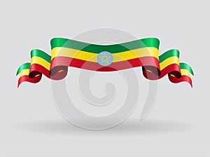 Ethiopian wavy flag. Vector illustration.