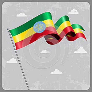 Ethiopian wavy flag. Vector illustration.