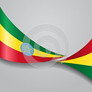 Ethiopian wavy flag. Vector illustration.