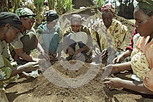 Ethiopian women work in reforestation project