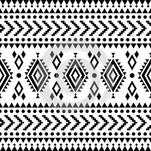 Ethnic abstract geometric vector illustration. Tribal Navajo seamless pattern. Black and white colors.