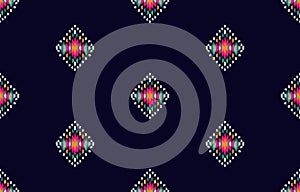 Ethnic abstract ikat art. Seamless pattern in tribal, folk embroidery, and Mexican style.