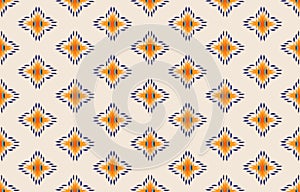 Ethnic abstract ikat art. Seamless pattern in tribal, folk embroidery, and Mexican style.